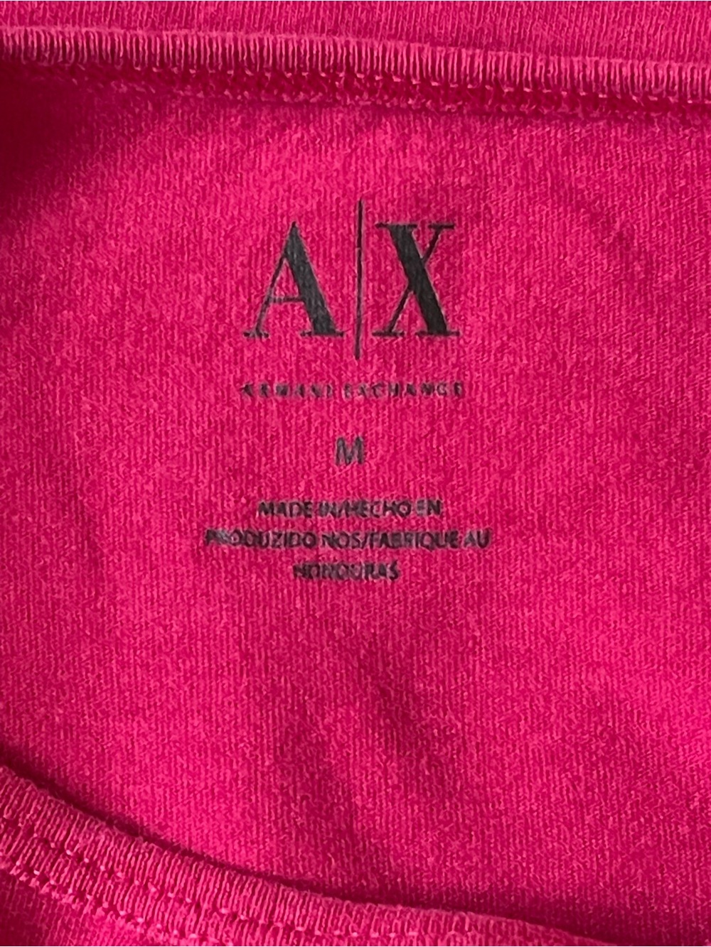 Armani Exchange AX Pink Logo Graphic Tee Rhinestone Accent Women’s Medium - Picture 6 of 9
